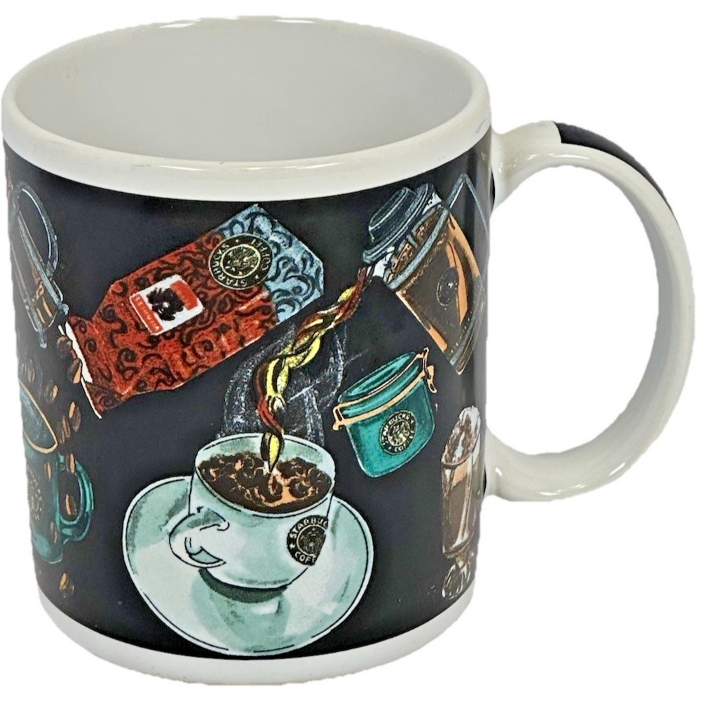 Starbucks Coffee Mug Thailand Black Ceramic Espresso Bean Cup Pattern Souvenir